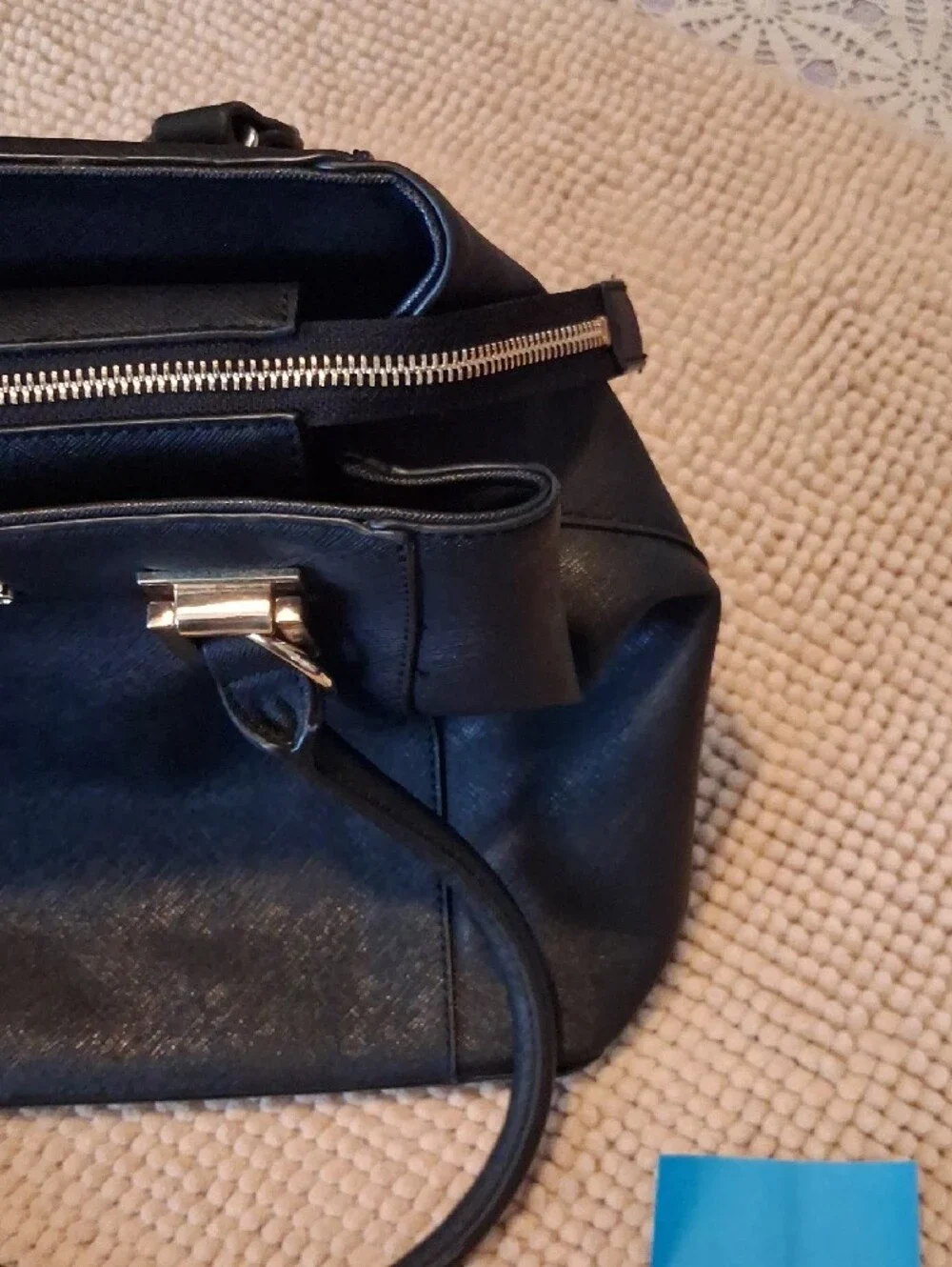 GUESS Black Satchel with Gold Hardware